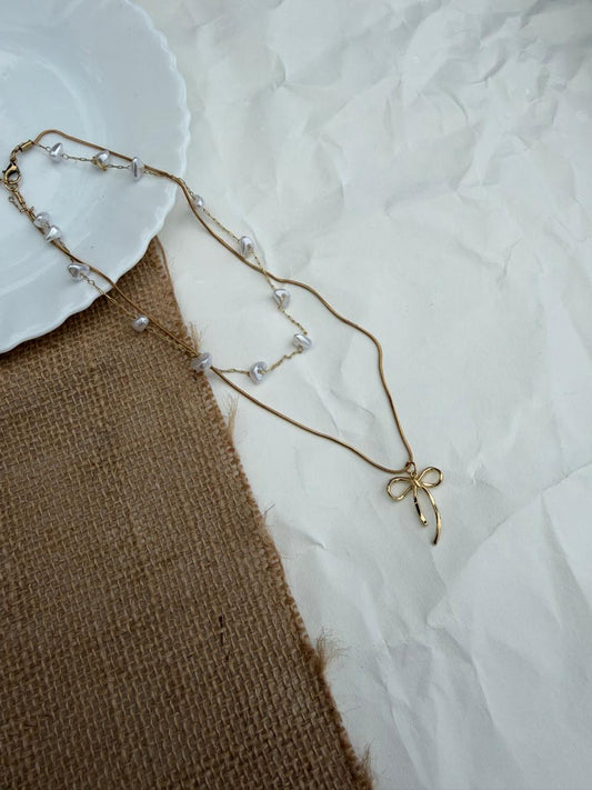 Pearl Bow Necklace